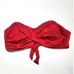 Vitamin A Strapless Twist Front Bandeau Bikini Swim Top Red 12